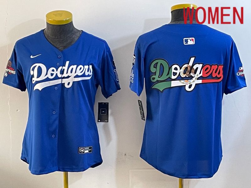 Women Los Angeles Dodgers Blank Blue Game 2024 Nike MLB Jersey style 12057->women mlb jersey->Women Jersey